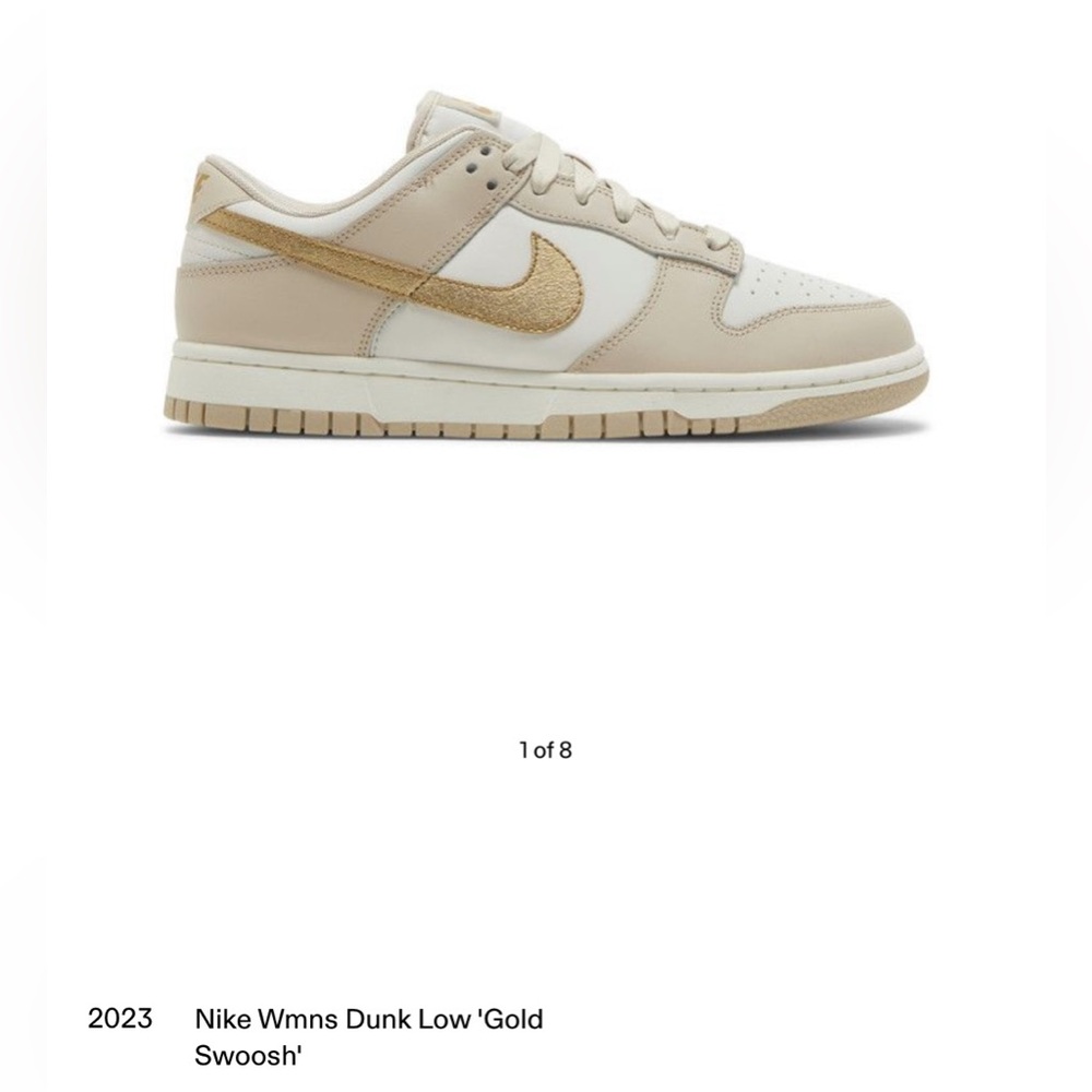 Like New Nike Women's Dunk Low Beige and Gold